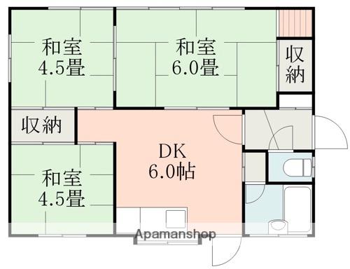熊本県熊本市北区 1階建 築44年(3DK)の間取り写真