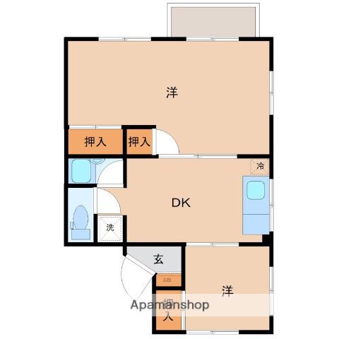 クラウンハイツA(2DK/2階)の間取り写真