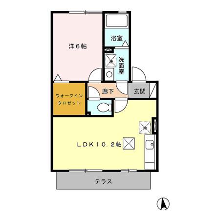 アクティブC棟(1LDK/1階)の間取り写真