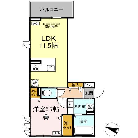 CREA INN(1LDK/3階)の間取り写真
