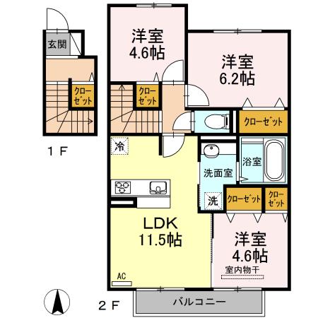 NEXT南阿蘇(3LDK/2階)の間取り写真