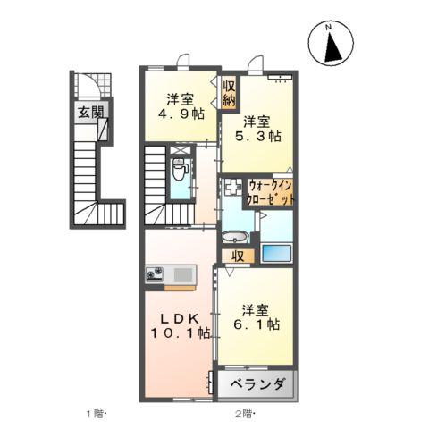 STEINFELDⅡ(3LDK/2階)の間取り写真