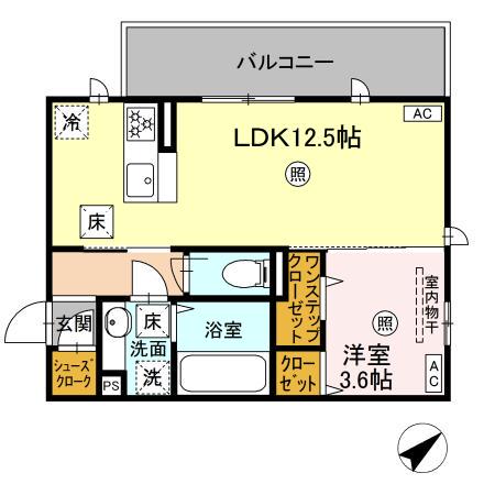 オーク・ヴィラ尾ノ上(1LDK/1階)の間取り写真