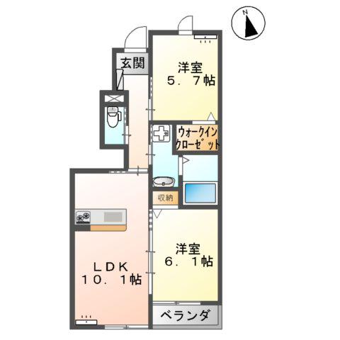 メープルⅡ(2LDK/1階)の間取り写真