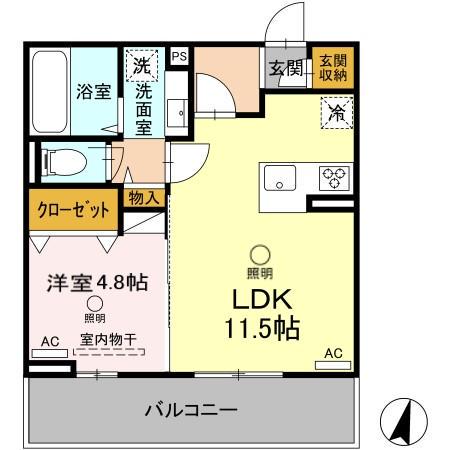 ボナール武蔵ヶ丘(1LDK/3階)の間取り写真