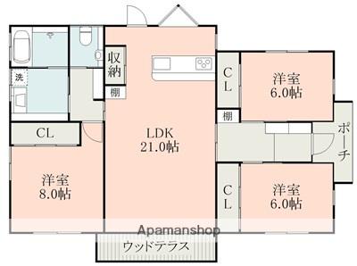 熊本県熊本市北区 1階建 築8年(3LDK)の間取り写真