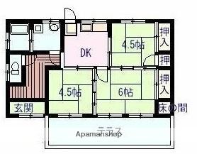 鹿児島本線 西里駅 徒歩14分 1階建 築41年(3DK)の間取り写真