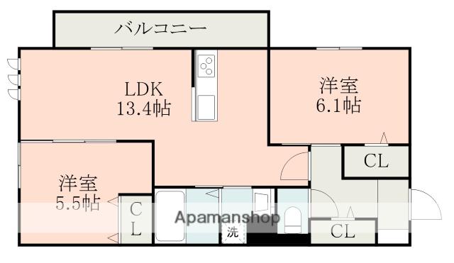 TOWN HOUSE T(2LDK/3階)の間取り写真