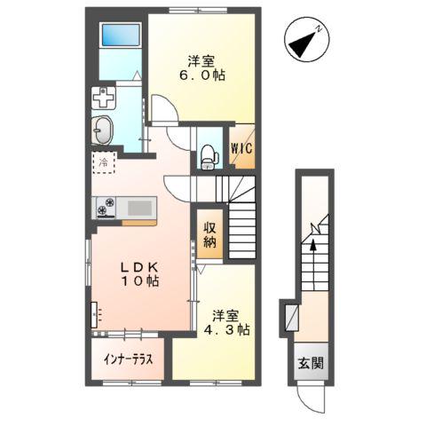 LE.LIEN広崎(2LDK/2階)の間取り写真