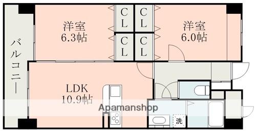 KIARA PLACE(2LDK/4階)の間取り写真