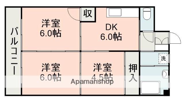 ラピス龍田(3DK/2階)の間取り写真
