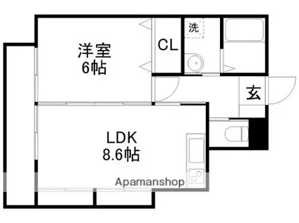 ゴンジーノアパート(1LDK/2階)の間取り写真