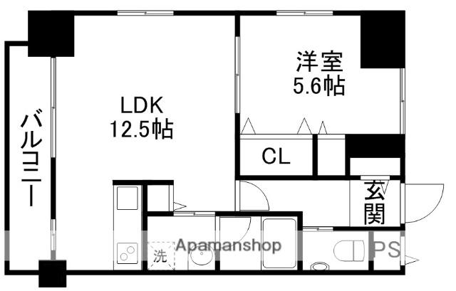 テクノマンション大津(1LDK/4階)の間取り写真