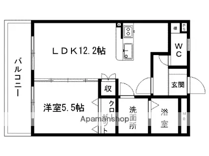 ビリーブ(1LDK/1階)の間取り写真