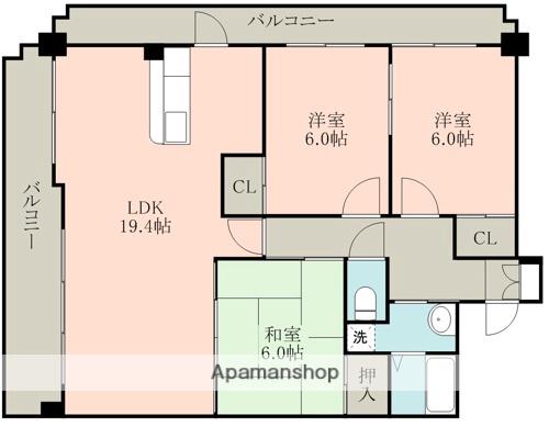 セントラルタワー大津(3LDK/9階)の間取り写真