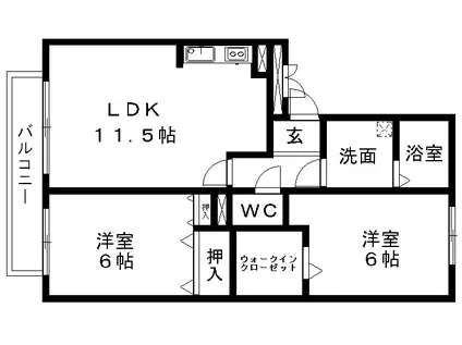 コトー鹿子木(2LDK/3階)の間取り写真