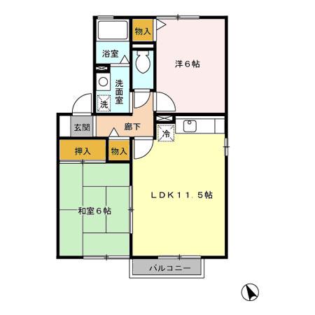 セジュールトキ(2LDK/2階)の間取り写真