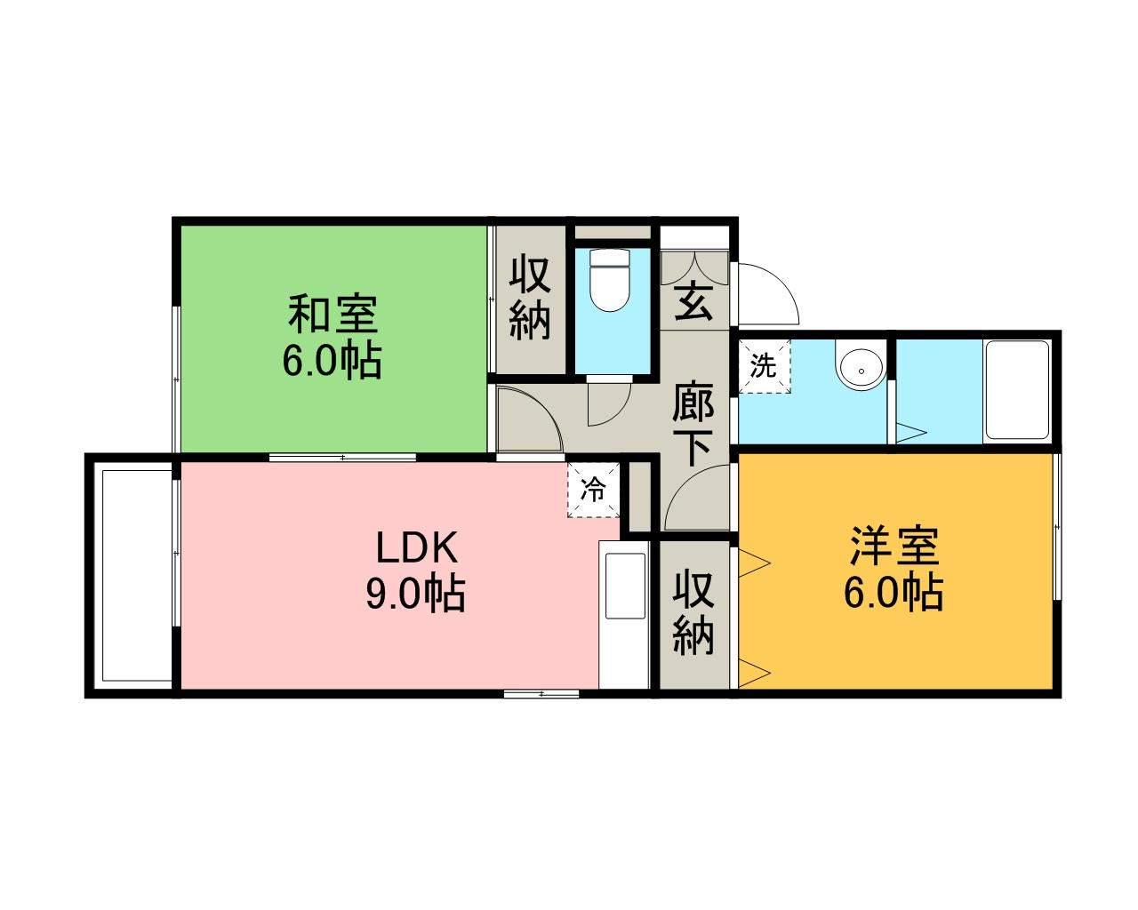 ラヴェルムA棟(2LDK/2階)の間取り写真