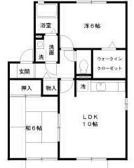 グランドール楠 A棟(2LDK/1階)の間取り写真