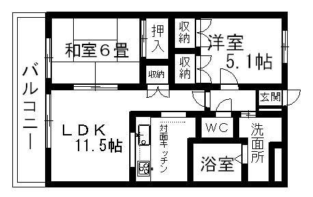 グリーンヒル弐番館(2LDK/2階)の間取り写真