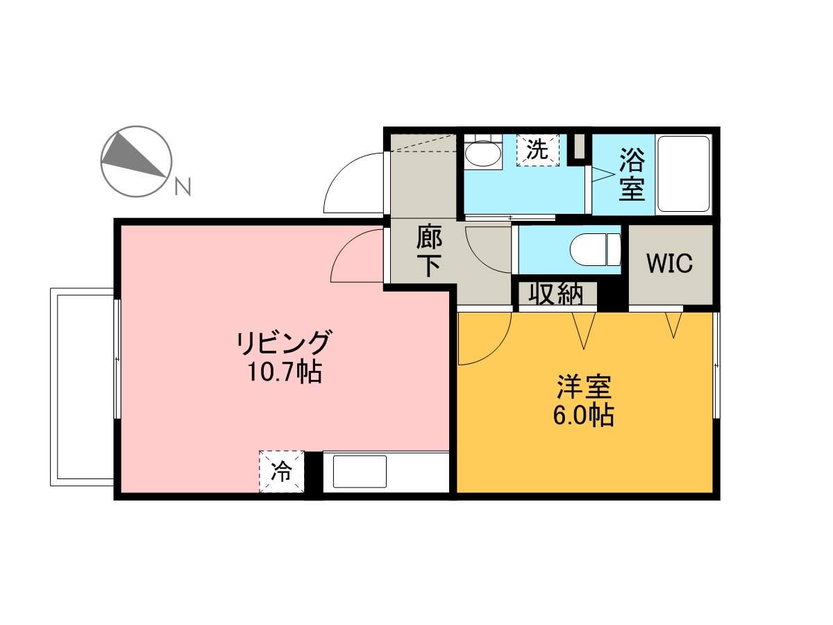 エテルナ須屋B棟(1LDK/2階)の間取り写真