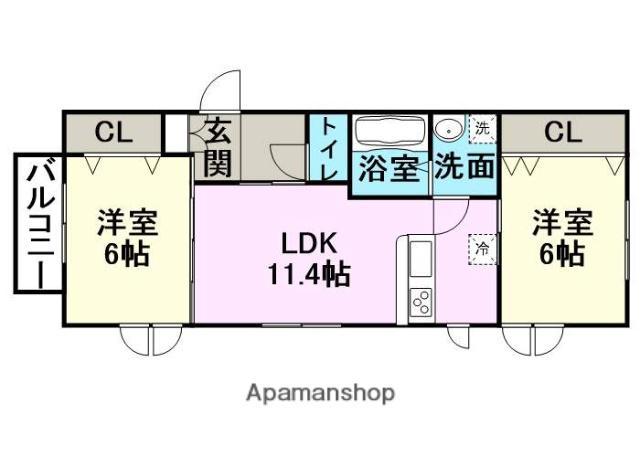 EMINO 1ST(2LDK/1階)の間取り写真