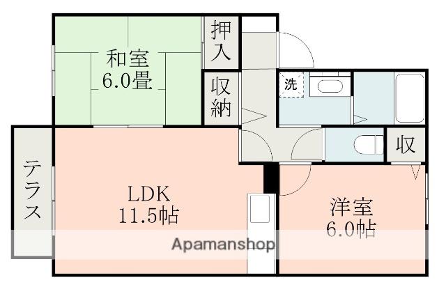 ヴァンベール江越B(2DK/1階)の間取り写真