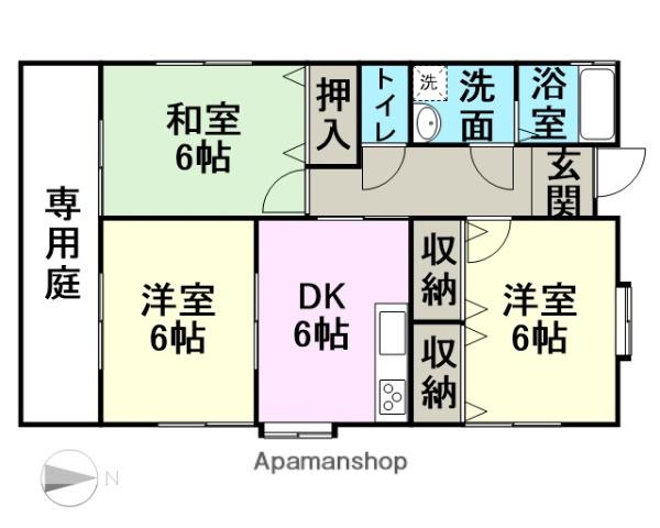 熊本県熊本市南区 1階建 築21年(3DK)の間取り写真