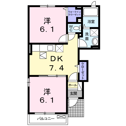パストラルレジデンスB(2DK/1階)の間取り写真