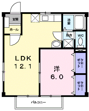 コーポフローラ(1LDK/2階)の間取り写真