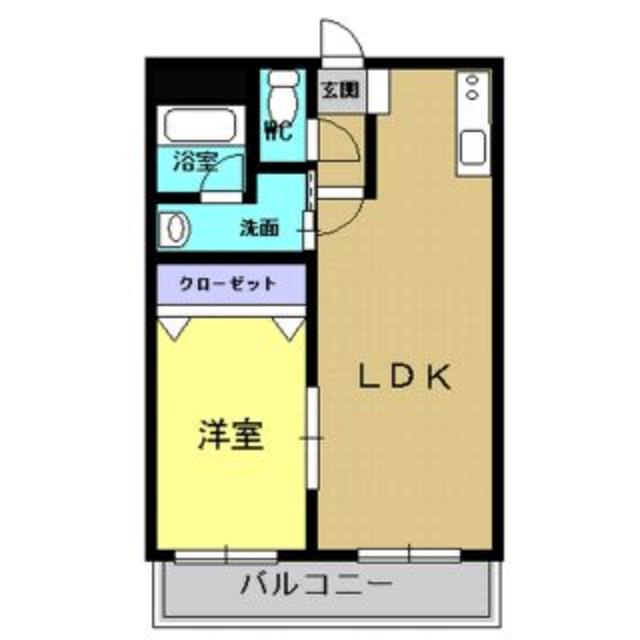 タカトーレジデンス(1LDK/2階)の間取り写真