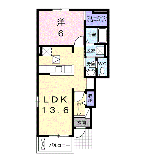 セレーノⅡ(1LDK/1階)の間取り写真