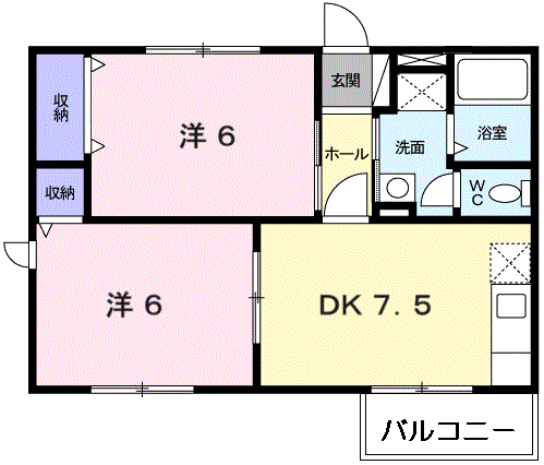 ポポラーレ力合(2DK/2階)の間取り写真