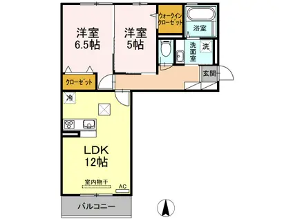 メゾン・ド・平田(2LDK/1階)の間取り写真
