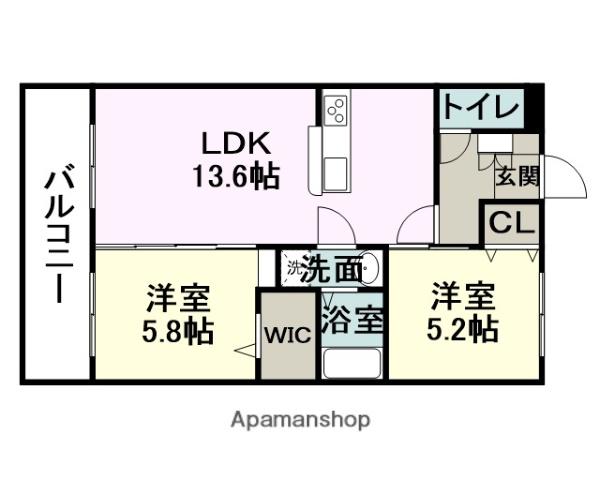 グランテージ宇土(2LDK/2階)の間取り写真