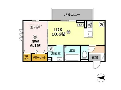 南区島町プロジェクト(1LDK/2階)の間取り写真