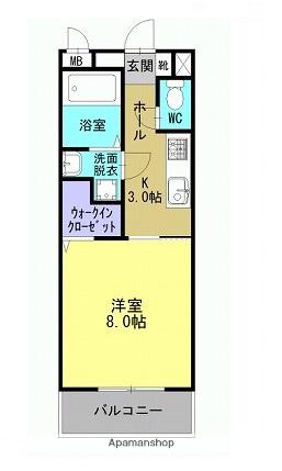 オレンジ(1K/2階)の間取り写真