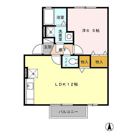 ウィルモア田迎(1LDK/2階)の間取り写真