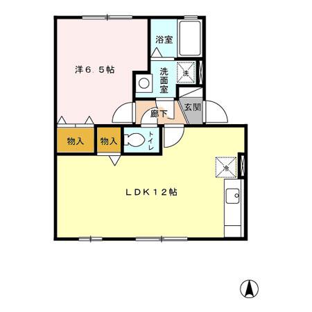 ウィルモア田迎(1LDK/1階)の間取り写真