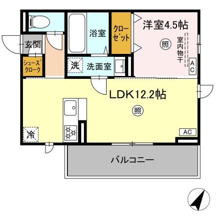 西熊本MY(1LDK/3階)の間取り写真