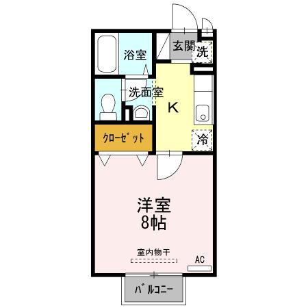 パラッツォ・K(1K/2階)の間取り写真