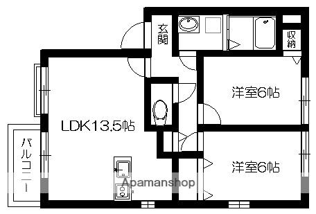 サンライズⅢ番館(2LDK/1階)の間取り写真