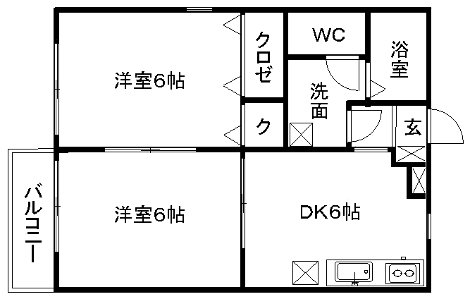 セジュール八幡(2DK/1階)の間取り写真