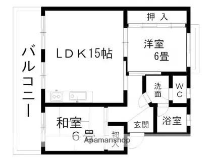 荘林ハイツⅡ(2LDK/1階)の間取り写真