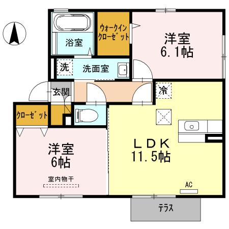 ユーエム・セイラⅡ(2LDK/1階)の間取り写真