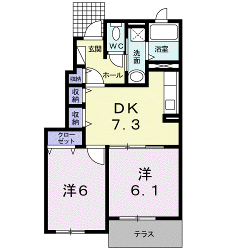 パストラルレジデンスA(2DK/1階)の間取り写真