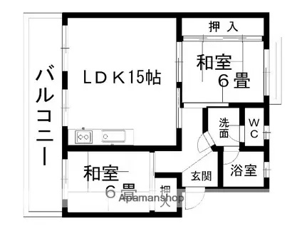 荘林ハイツⅡ(3DK/1階)の間取り写真