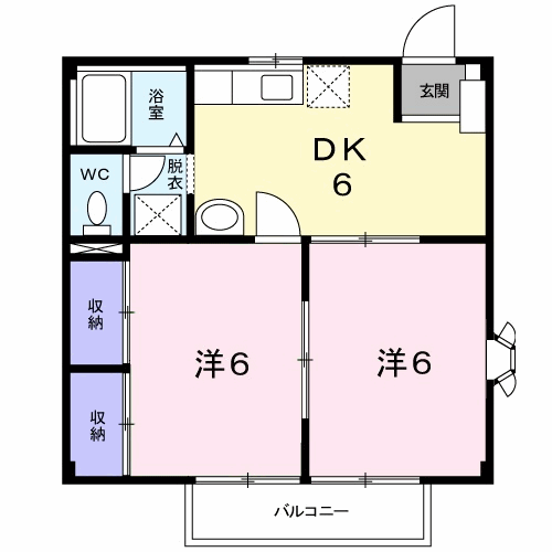 キャロット壱番館(2DK/2階)の間取り写真
