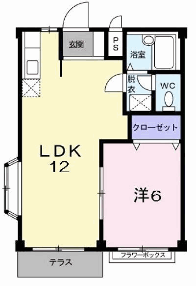 O.KハイツⅡ(1LDK/1階)の間取り写真