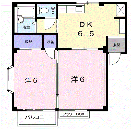 TSハイツⅡ(2DK/1階)の間取り写真